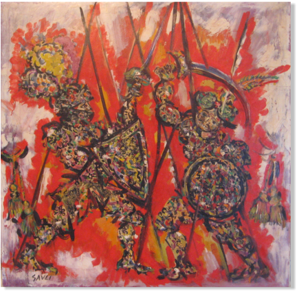 Piero Gauli, "Pupi siciliani", olio su tela, anni 90