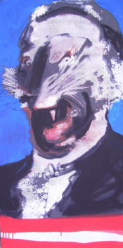 P.Baratella, "The big brother" 2005 cm 100x50 mista su tela