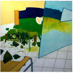 Ceretti, Natura domestica, 1972, olio su tela, 116 x 116 cm.