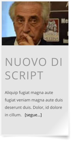 NUOVO DI SCRIPT  Aliquip fugiat magna aute fugiat veniam magna aute duis deserunt duis. Dolor, id dolore in cillum.   [segue…]