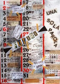 Gino Gini, "FUTURO", tecnica mista su calendario, 33x23cm, 2022