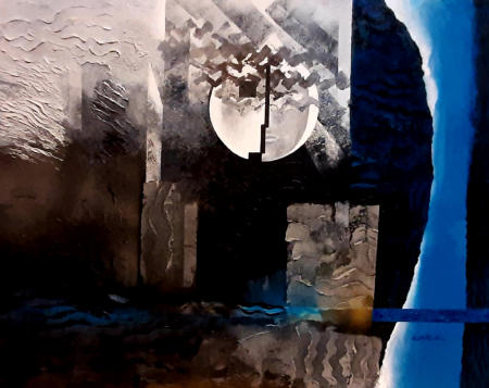 Giuliana Consilvio, "Bauhaus, risonanze emozionali", tecnica mista su tela, 90x100cm