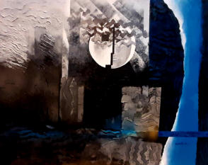 Giuliana Consilvio, "Bauhaus, risonanze emozionali", tecnica mista su tela, 90x100cm